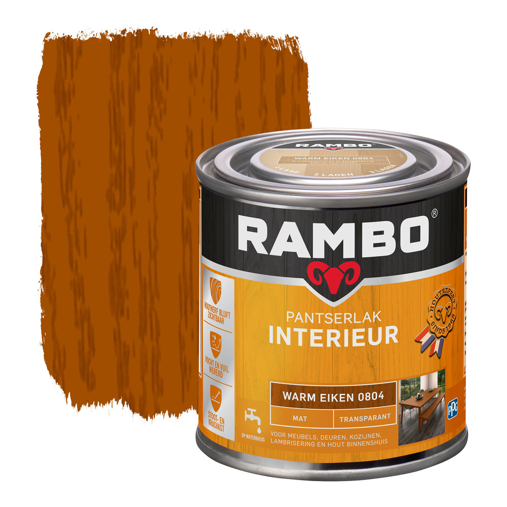 Rambo Pantserlak Interieur Transparant Mat - Warm eiken