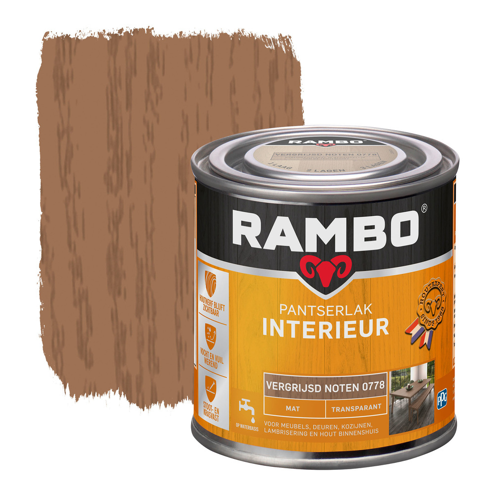 Rambo Pantserlak Interieur Transparant Mat - Vergrijsd noten
