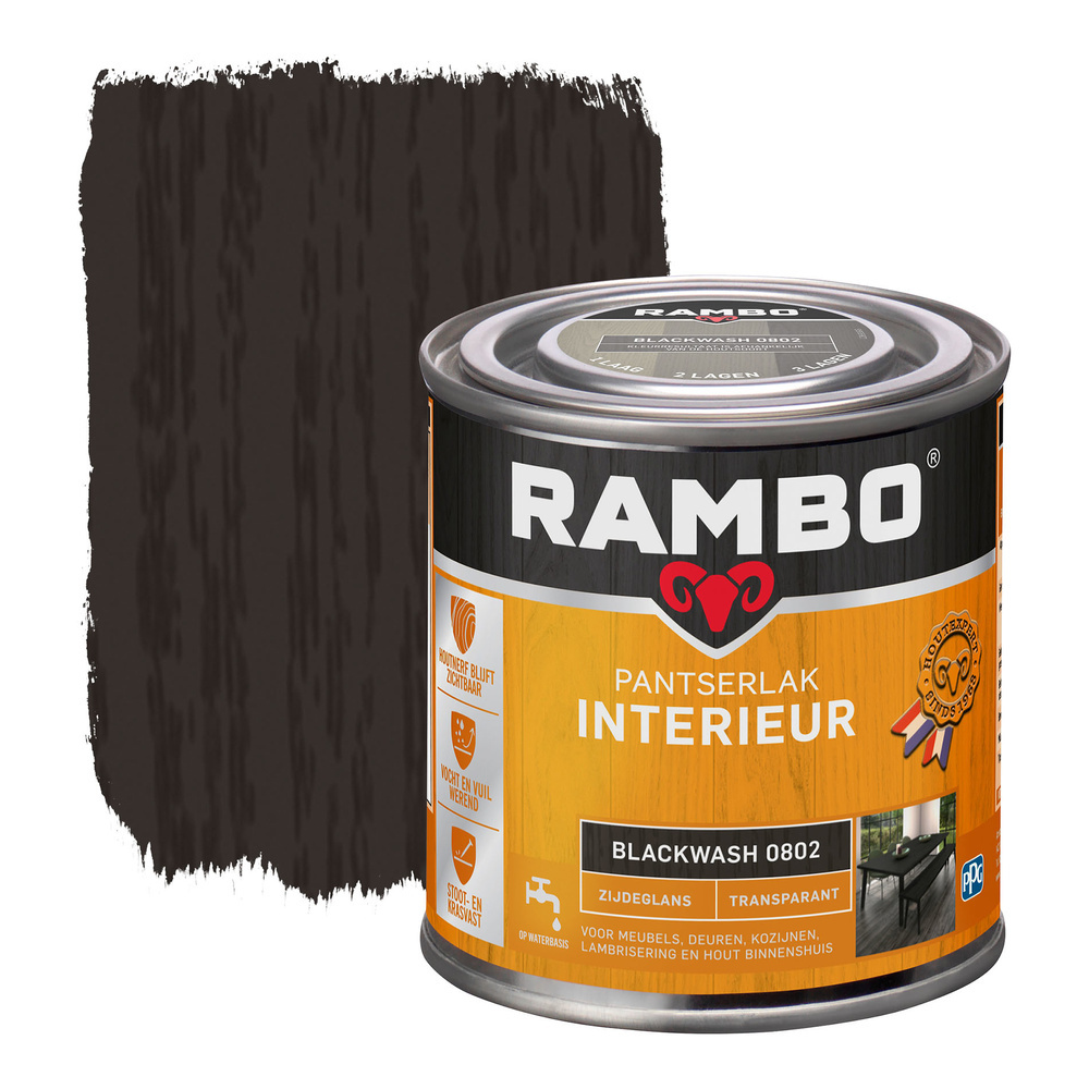 Rambo Pantserlak Interieur Transparant Zijdeglans - Blackwash