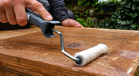 Transparante beits op hout waarbij de houtnerf zichtbaar blijft