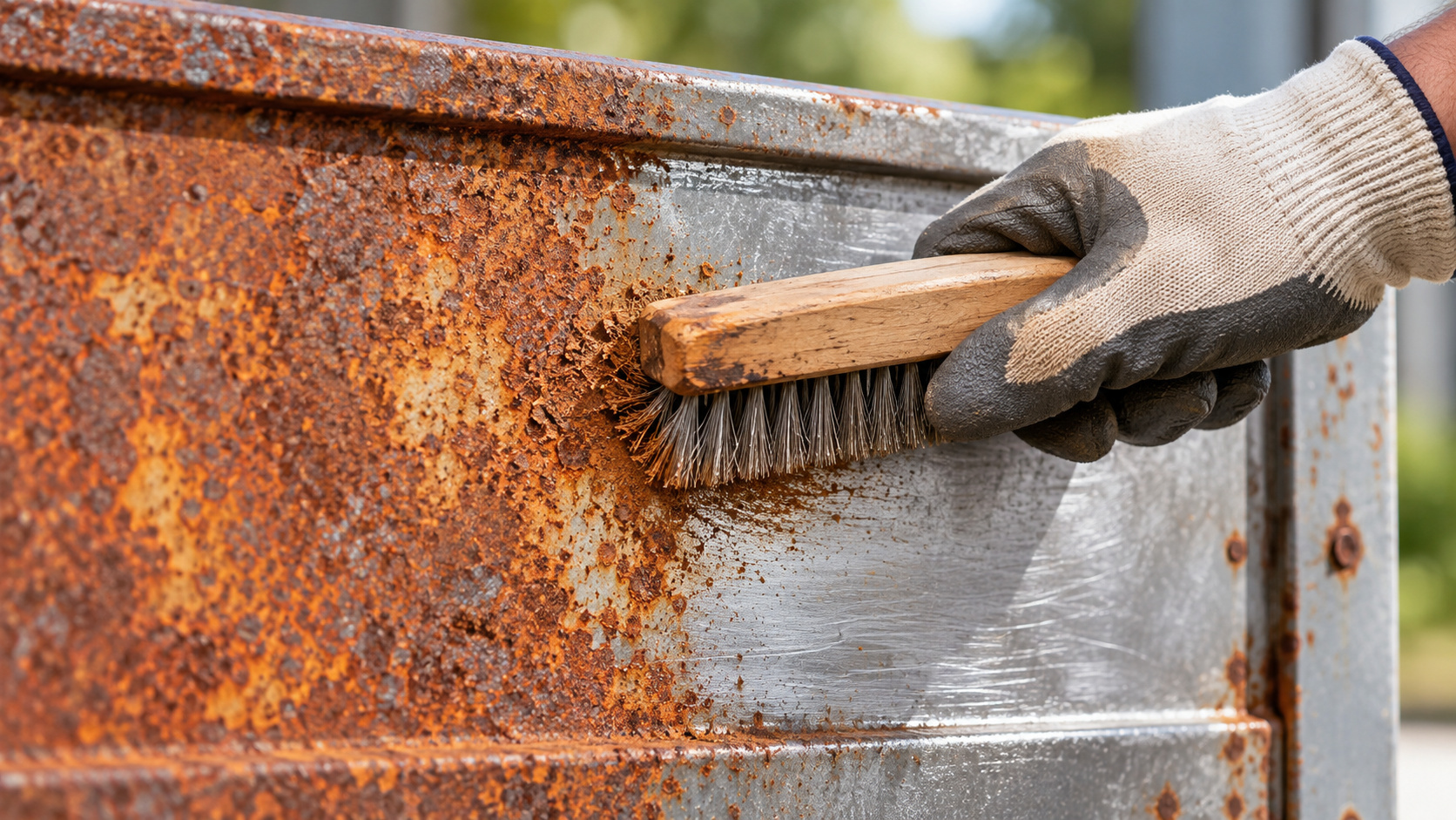 Roest verwijderen van een metalen oppervlak