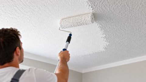 Plafond texen met muurverf