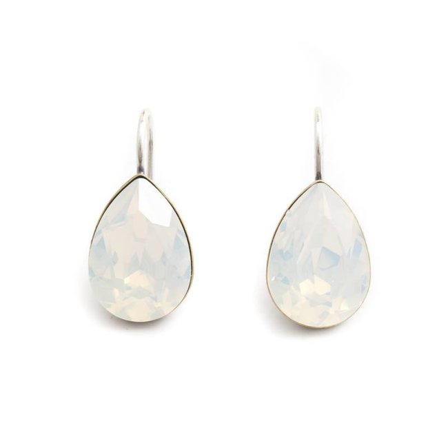 Druppel oorbellen met opaal wit Swarovski kristal