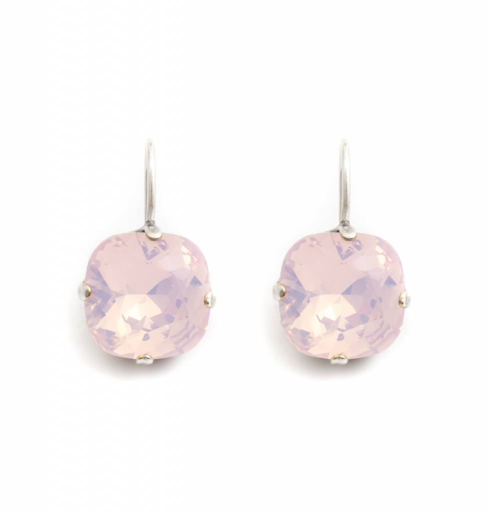 meubilair Slaapkamer Weigeren Vierkante oorbellen met opaal roze Swarovski kristal - Aurora Patina