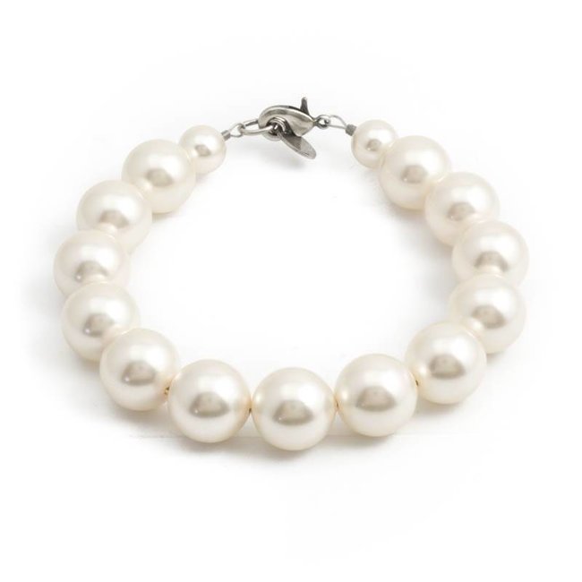 Witte parel armband met 12 mm cream pearls