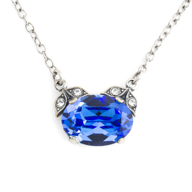 Halsketting met blauw kristal