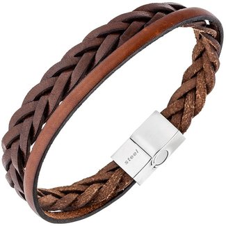 JOBO Herenarmband in bruin leer