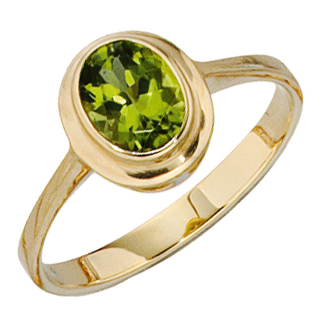 Gouden ring 14 karaat (585) met groene Peridot