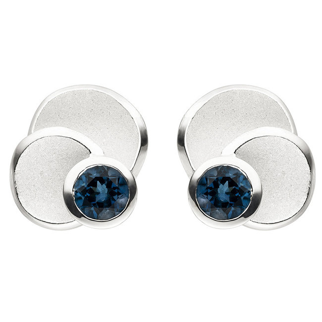 Zilveren oorstekers (925) blauwtopaas London Blue