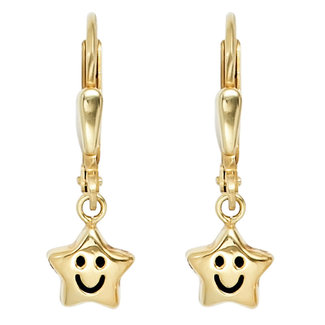 JOBO Kinder oorbellen Smiley Stars goud