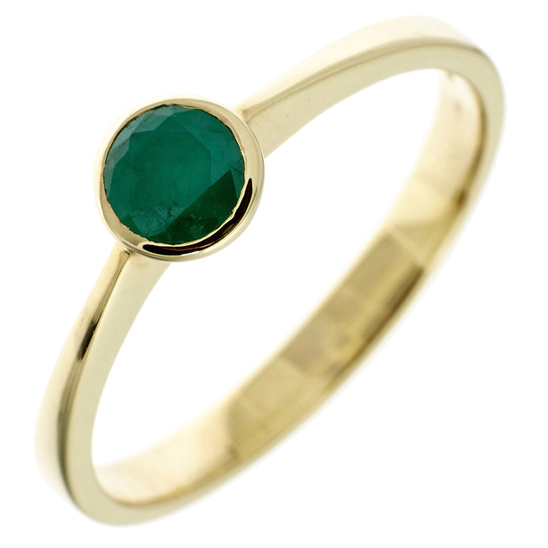 Gouden ring 8 met groene smaragd - Aurora Patina