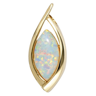 JOBO Ovale gouden kettinghanger opaal