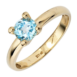 JOBO Gouden ring met blauwtopaas