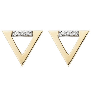 JOBO Gouden oorstekers met briljanten driehoek