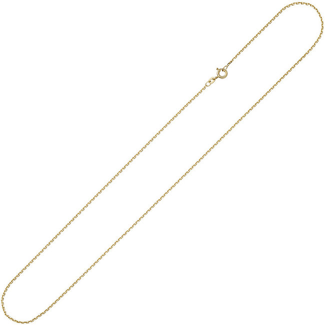 Gouden halsketting 14 kt. 585 gediamanteerd anker lengte 45 cm diam. 1,2 mm