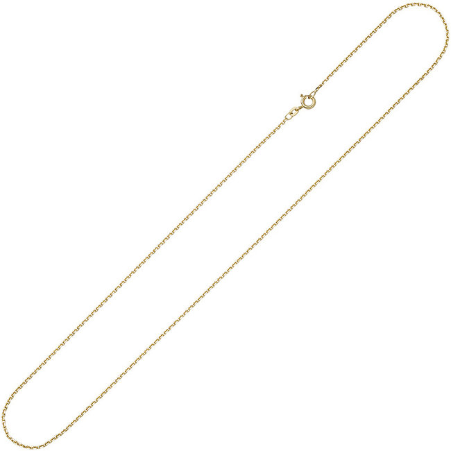 Gouden halsketting 14 kt. 585 gediamanteerd anker lengte 38 cm diam. 1,2 mm