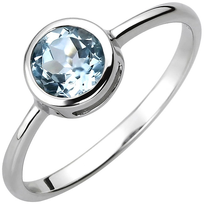 Ring in 925 sterling zilver met blauwtopaas ca. 6 mm