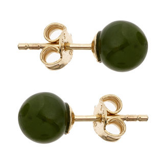 JOBO Gouden oorstekers met groene jade