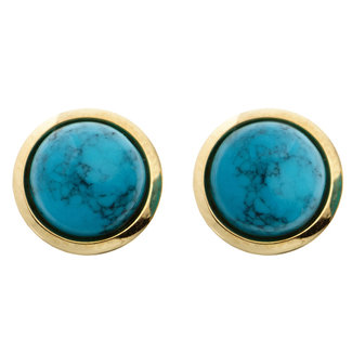 JOBO Gouden oorknopjes met turquoise 14kt