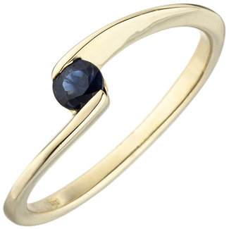 JOBO Gouden ring blauwe saffier