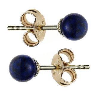 JOBO Gouden oorstekers met lapis lazuli 5 mm