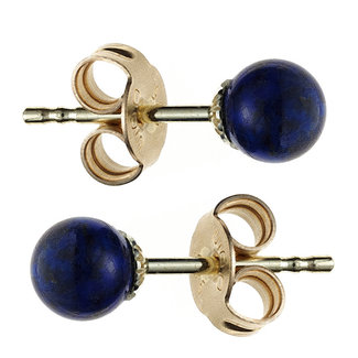 JOBO Gouden oorstekers met lapis lazuli 4 mm