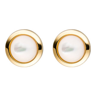 JOBO Gouden oorstekers met parelmoer stenen 8 mm