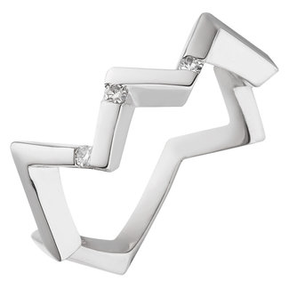 JOBO Moderne zilveren ring met 3 briljanten diamanten