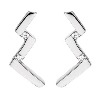 JOBO Moderne zilveren oorstekers met 4 briljanten diamanten