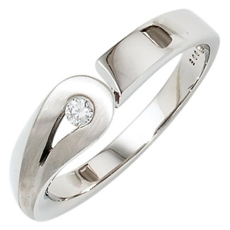 JOBO Zilveren ring met 1 briljant diamant