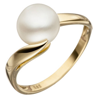 JOBO Gouden ring Clam met zoetwaterparel