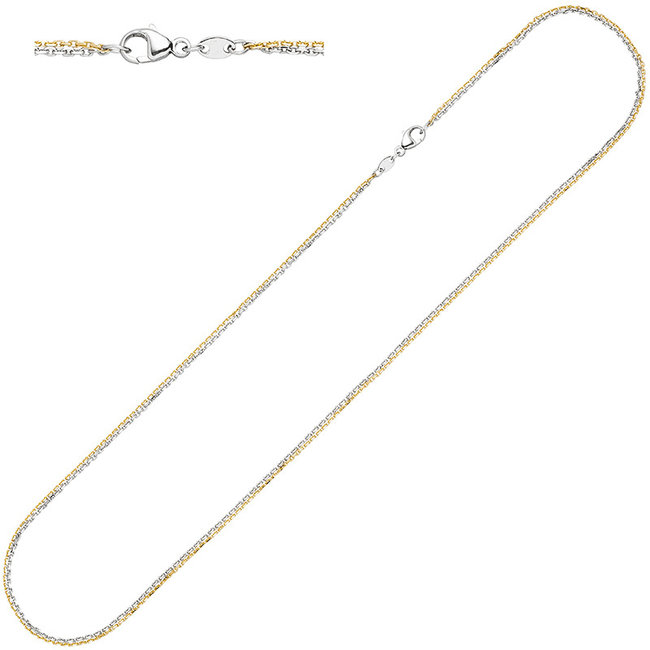 Gouden halsketting 14 kt. 585 tweekleurig 2-rij anker lengte 45 cm