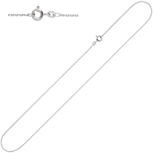 Gouden halsketting 14 kt. 585 gediamanteerd anker lengte 36 cm diam. 1,3 mm