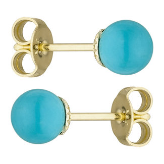 JOBO Gouden oorstekers met Turquoise 6 mm