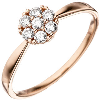 JOBO Roségouden ring met 7 zirkonia's