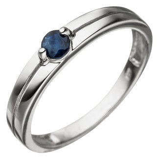 JOBO Witgoud ring met blauwe saffier