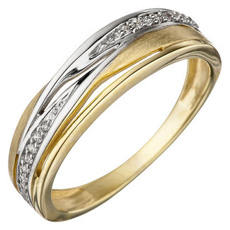 JOBO Gouden ring bicolor met zirkonias