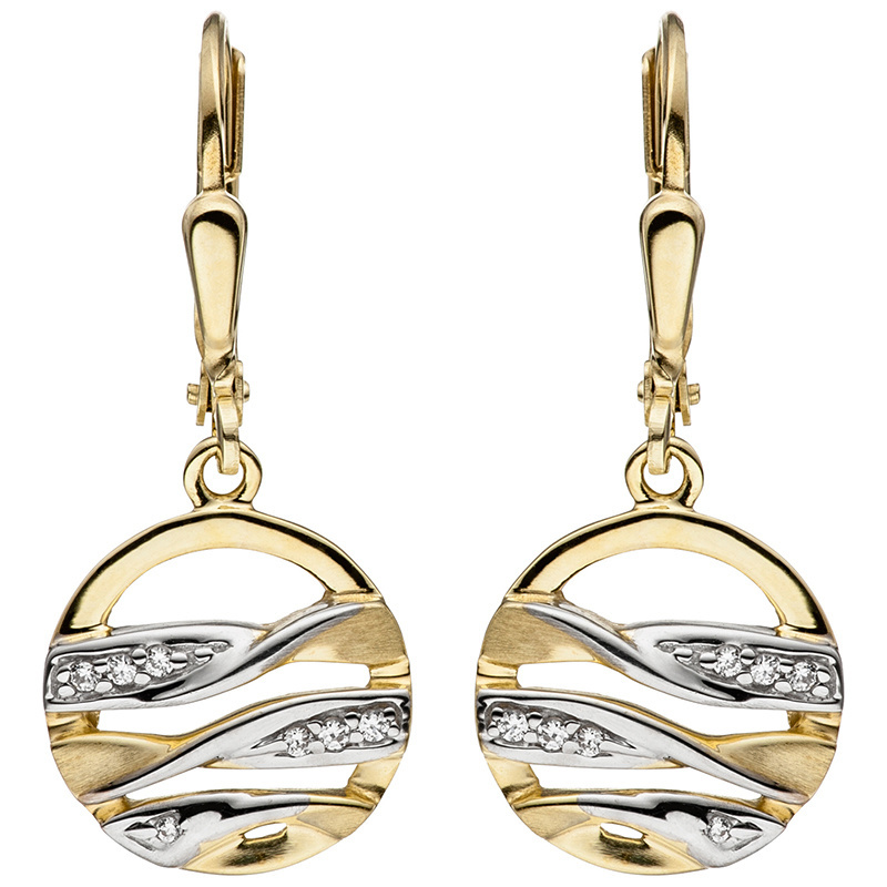 hulp Vrijgevigheid Picasso Gouden oorbellen bicolor met zirkonia 8 karaat (333) - Aurora Patina