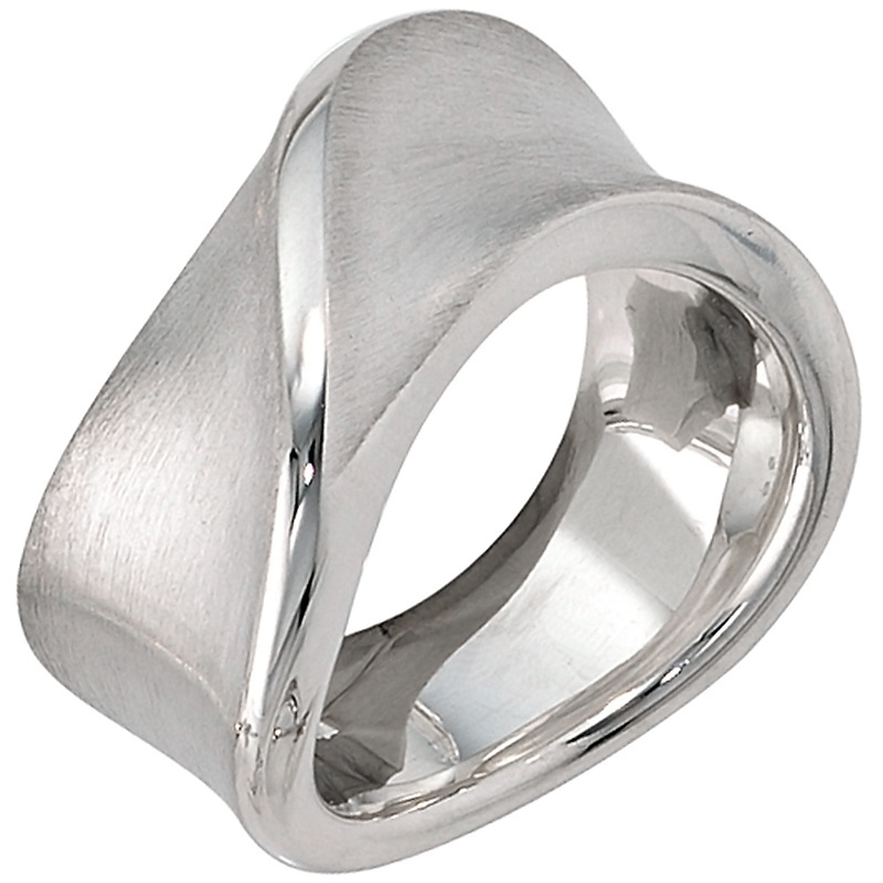 Staat Land gemiddelde Brede zilveren ring gematteerd - Aurora Patina