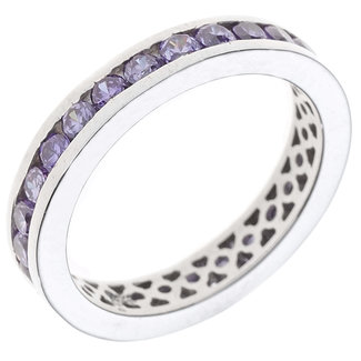JOBO Zilveren ring met lila zirkonia's rondom