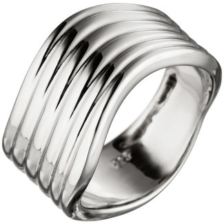 JOBO Brede zilveren ring Ribbed