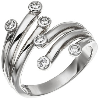 Jograbo Zilveren ring met 6 zirkonia's