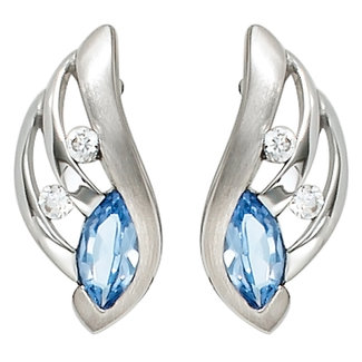 JOBO Zilveren oorstekers met licht blauwe zirkonia