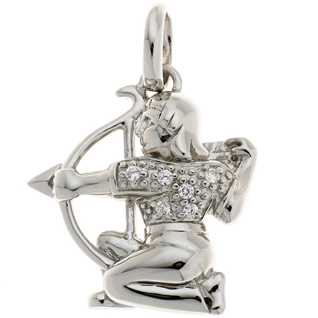 Zilveren hanger sterrenbeeld Boogschutter met zirkonia