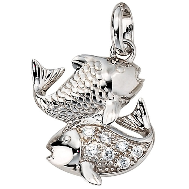 Zilveren hanger sterrenbeeld Vissen met zirkonia