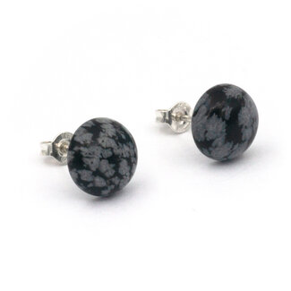 JOBO Zilveren oorstekers obsidiaan ca. 10 mm