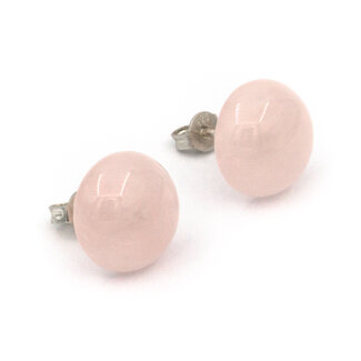 Jograbo Zilveren oorstekers rozenkwarts ca. 12 mm
