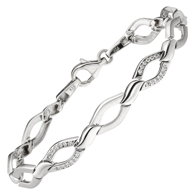 Zilveren armband 925 Sterling 19 cm met 48 zirkonia's