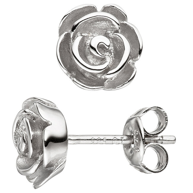Zilveren oorstekers Roos in 925 sterling zilver