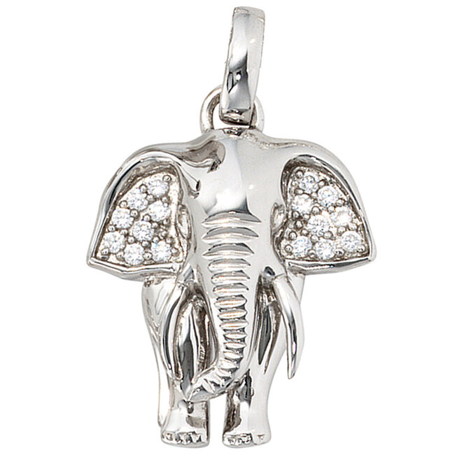 Zilveren hanger Olifant met zirkonia in 925 sterling zilver